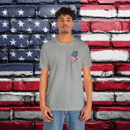 Let's Go Brandon T-shirt American Flag Lightning Bolt Front & Back Print - The American Glory 