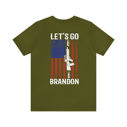 Let's Go Brandon T-shirt American Flag Lightning Bolt Front & Back Print - The American Glory 