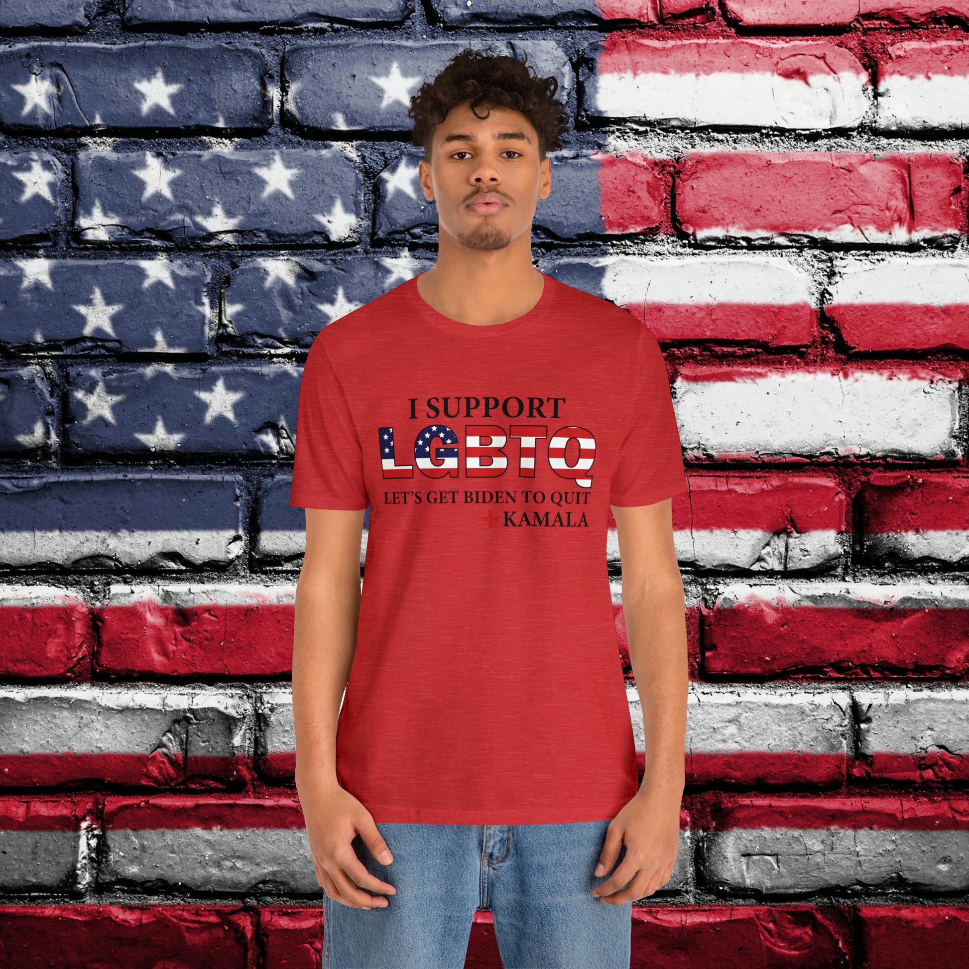 I Support LGBTQ Let's Get Biden To Quit + Kamala T-shirt - The American Glory 