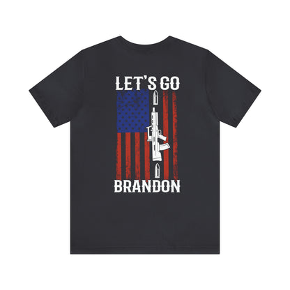 Let's Go Brandon T-shirt American Flag Lightning Bolt Front & Back Print - The American Glory 