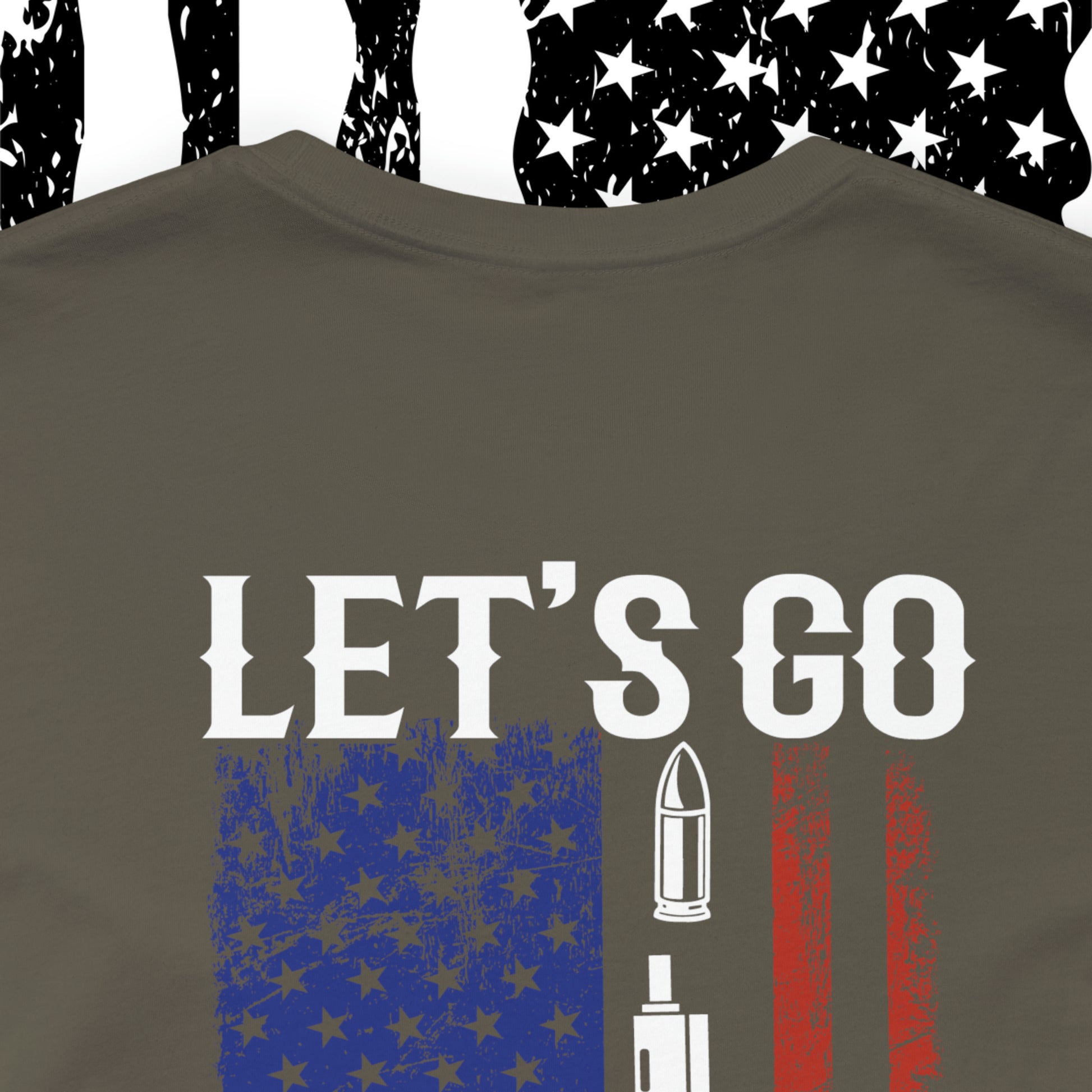 Let's Go Brandon T-shirt American Flag Lightning Bolt Front & Back Print - The American Glory 