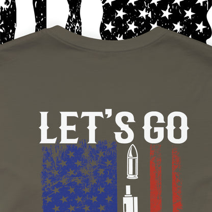 Let's Go Brandon T-shirt American Flag Lightning Bolt Front & Back Print - The American Glory 